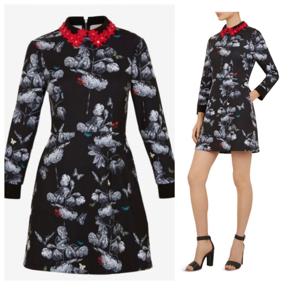 Ted Baker Amalia Narrnia Collar Dress Sz US 8